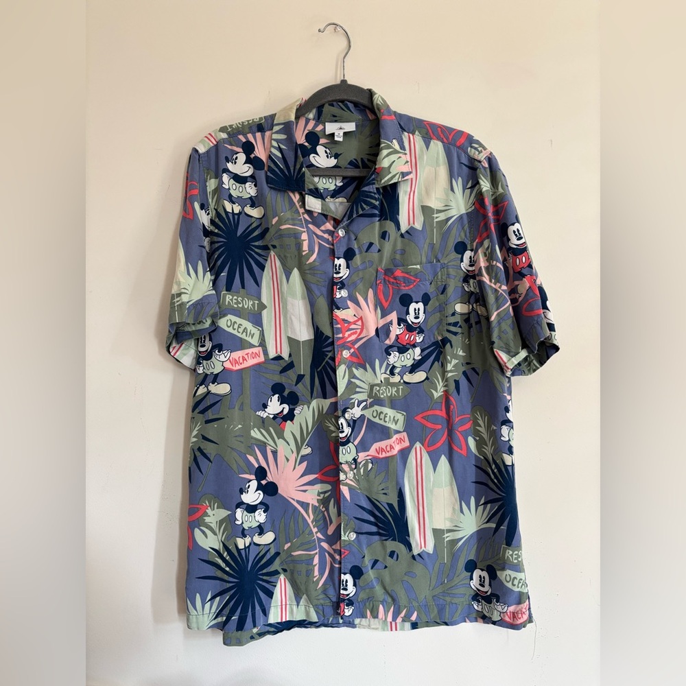 Disney Blue and Pink Casual Button Down Shirt